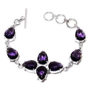 Amethyst Teardrop Bracelet in 925 Sterling  Silver Setting